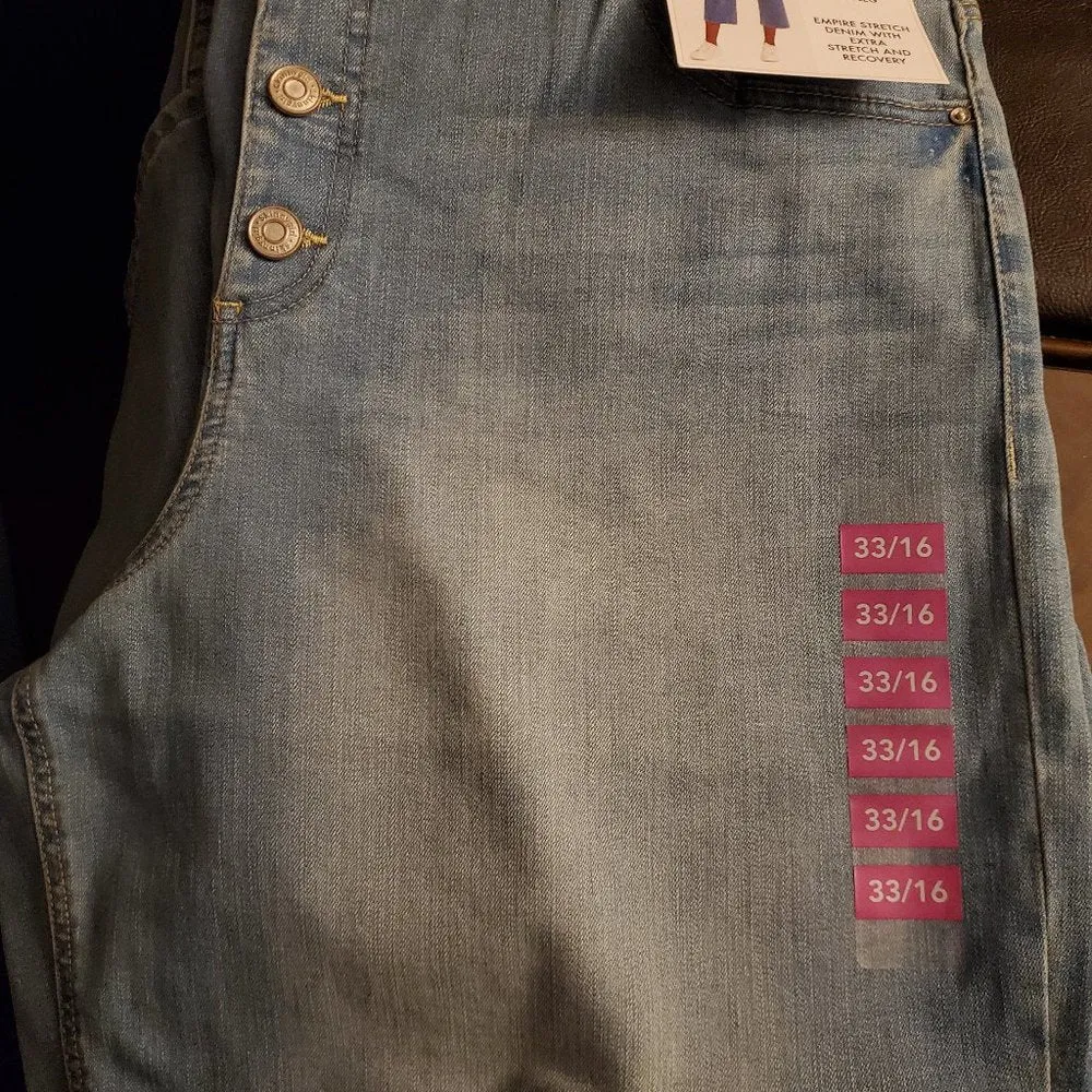 Skinnygirl  High Rise Button Front Cropped Jeans Wide Leg