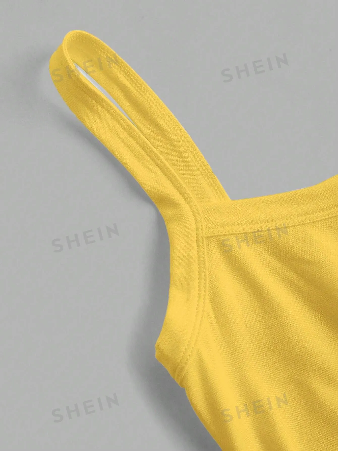 Slayr MILANO Casual Slogan Graphic Yellow Camisole Top, Crop Fitted Top