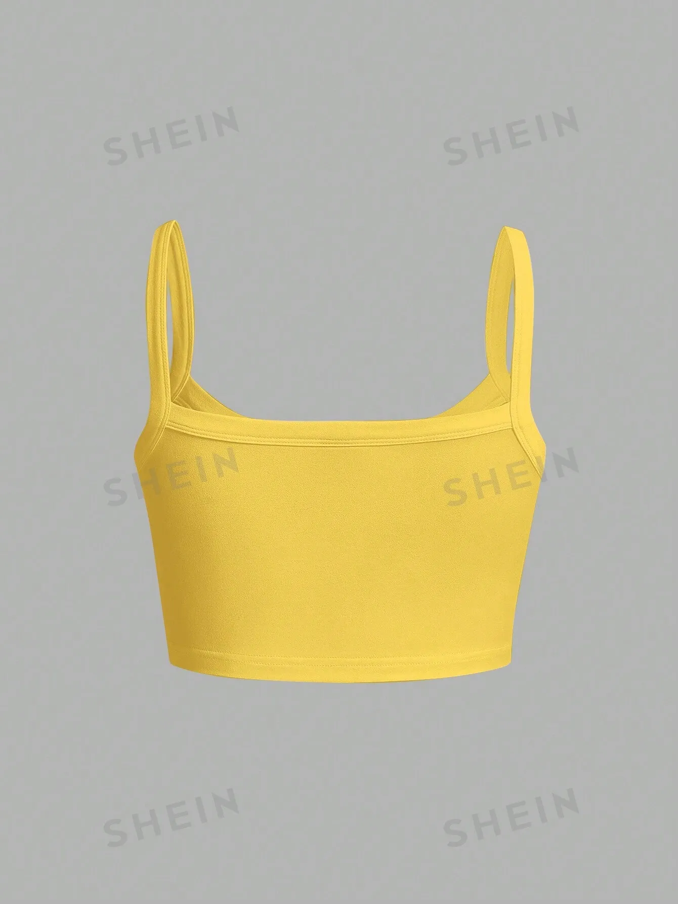 Slayr MILANO Casual Slogan Graphic Yellow Camisole Top, Crop Fitted Top