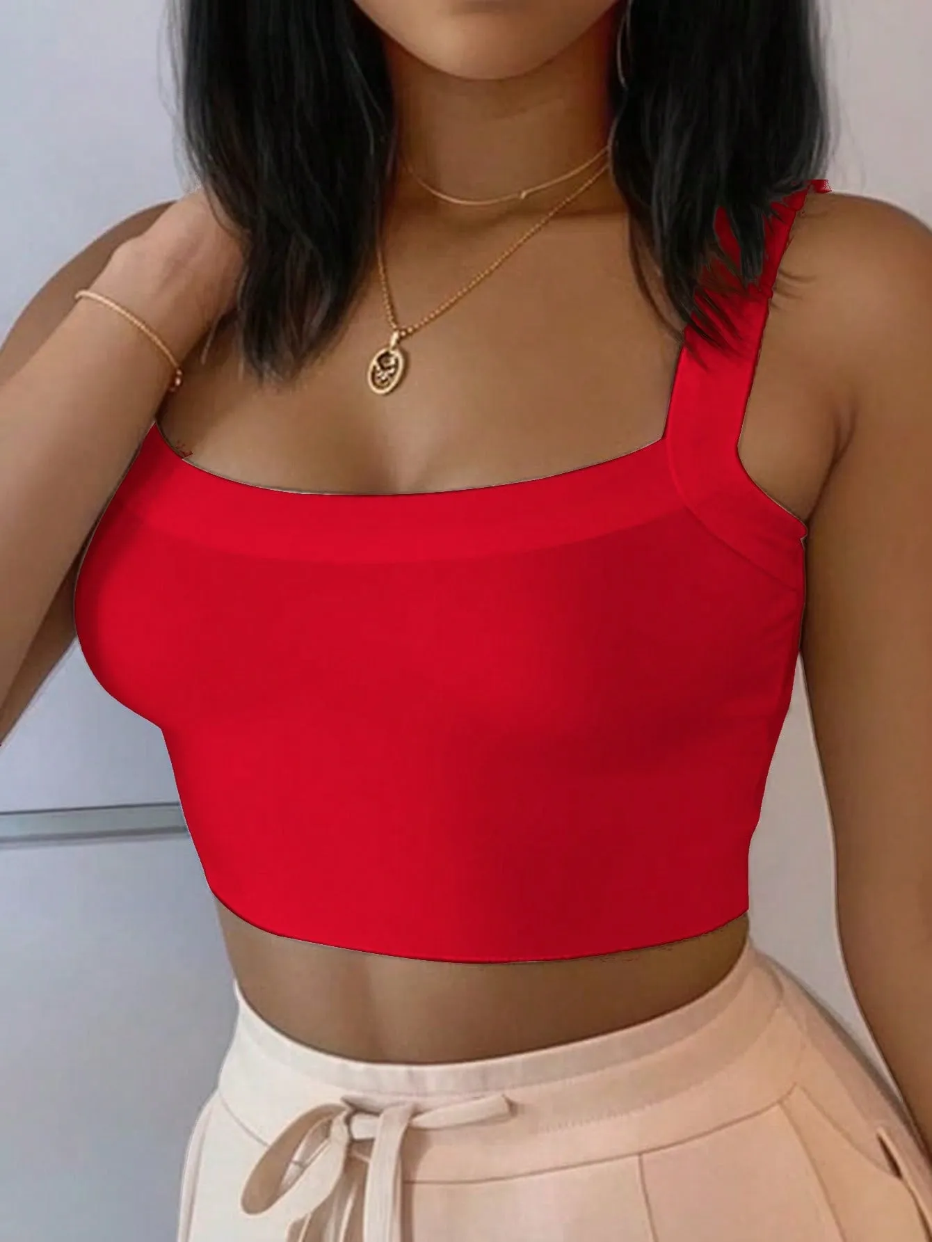Slayr MILANO Casual Slogan Graphic Yellow Camisole Top, Crop Fitted Top