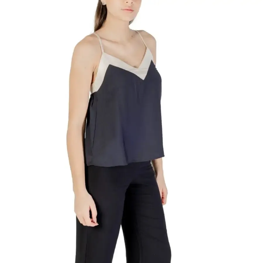 Sleeveless Black and Beige Top