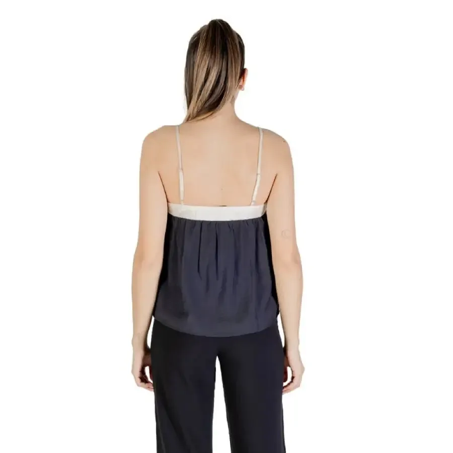 Sleeveless Black and Beige Top