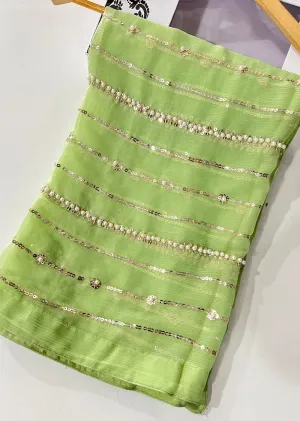 SMR701 - Ziva Green chiffon Wedding Duppatta