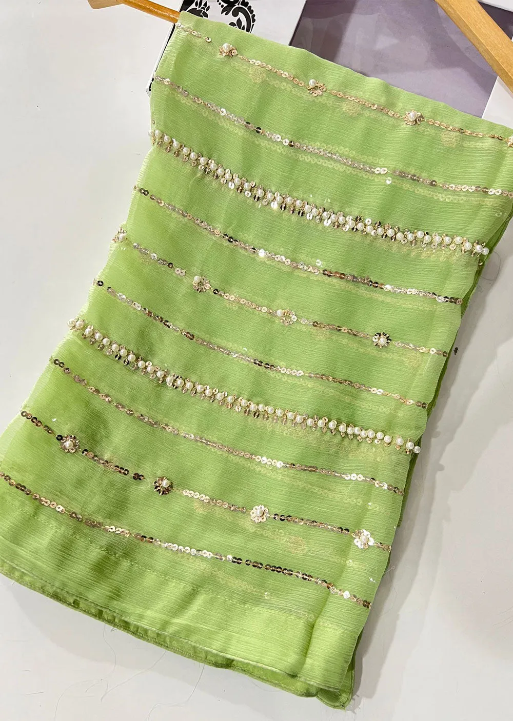 SMR701 - Ziva Green chiffon Wedding Duppatta