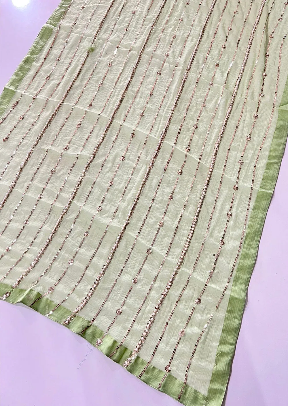 SMR701 - Ziva Green chiffon Wedding Duppatta