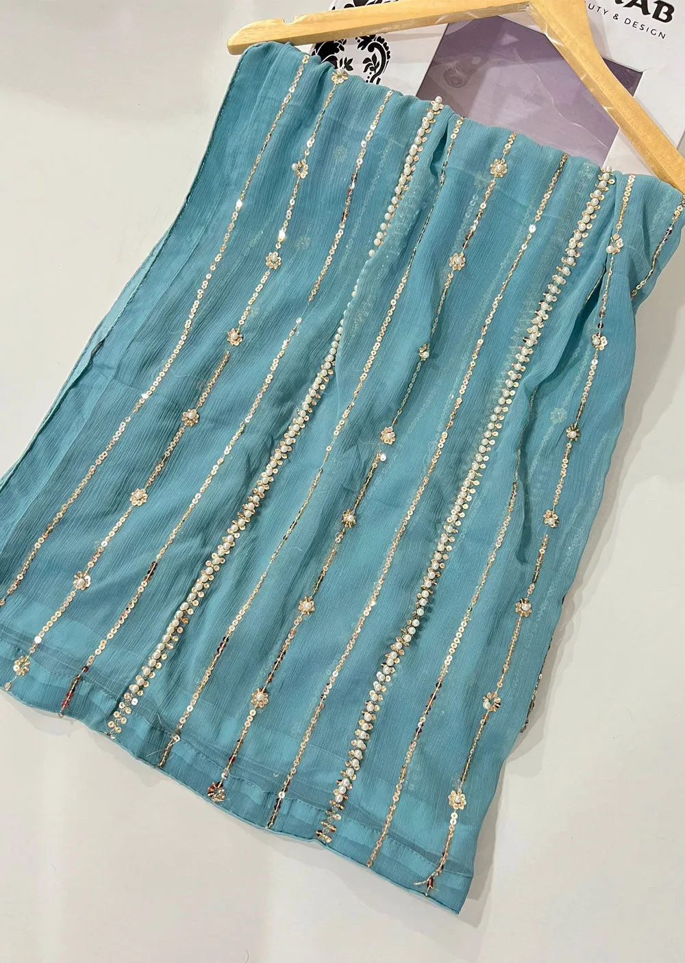 SMR701 - Ziva Grey chiffon Wedding Duppatta