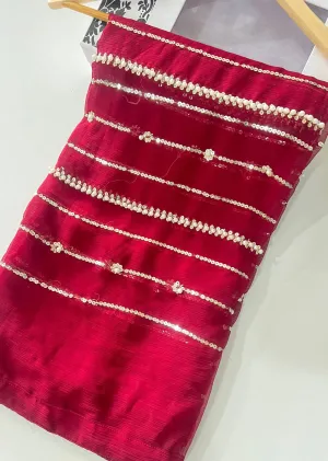 SMR701 - Ziva Maroon chiffon Wedding Duppatta