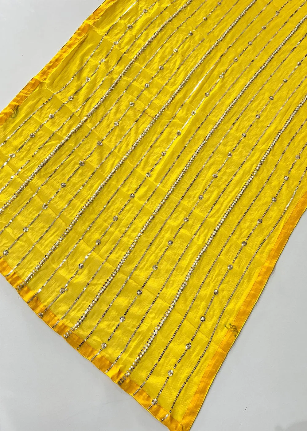 SMR701 - Ziva Yellow chiffon Wedding Duppatta