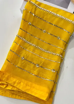 SMR701 - Ziva Yellow chiffon Wedding Duppatta