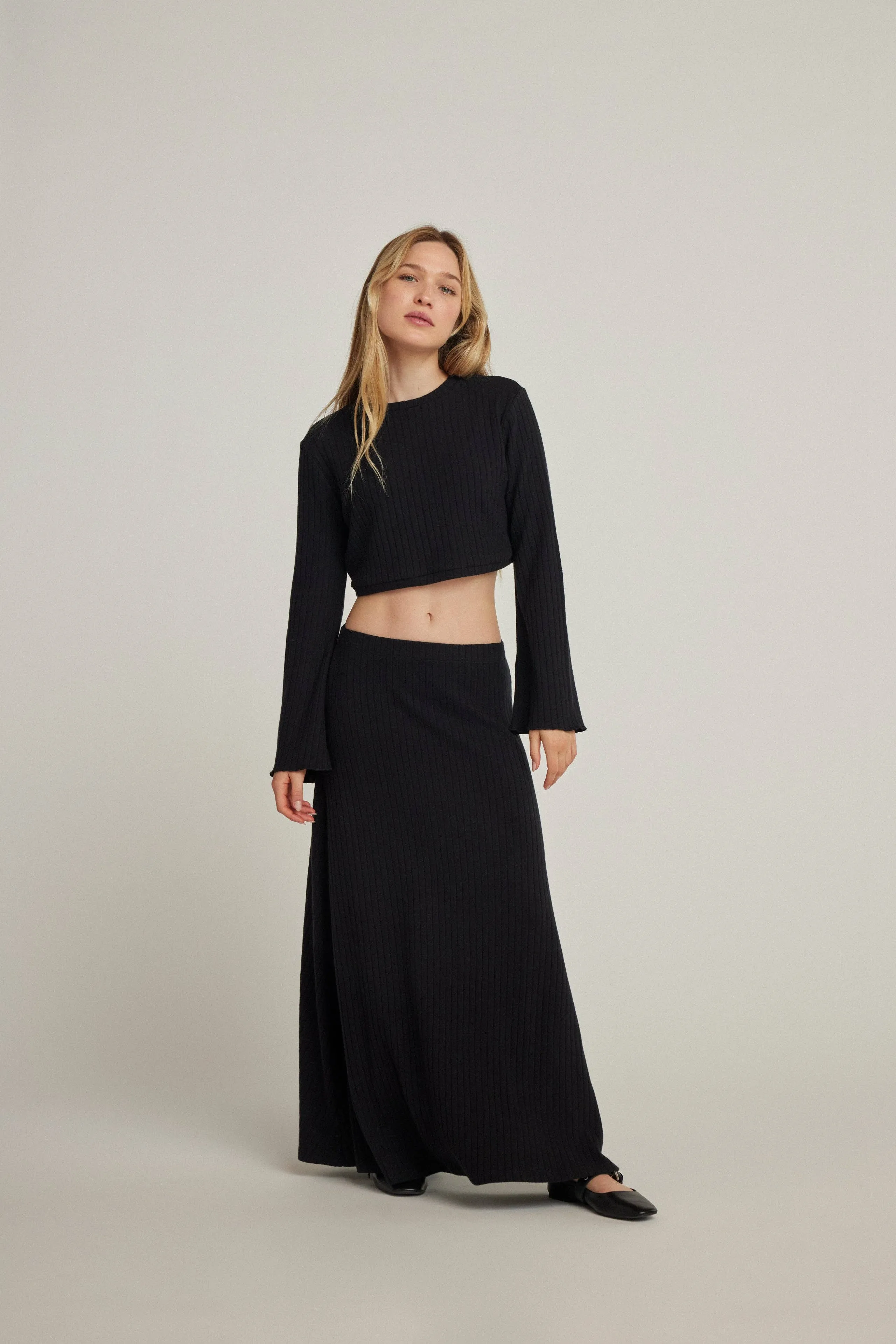 Soft Knit Top with Flared Sleeves