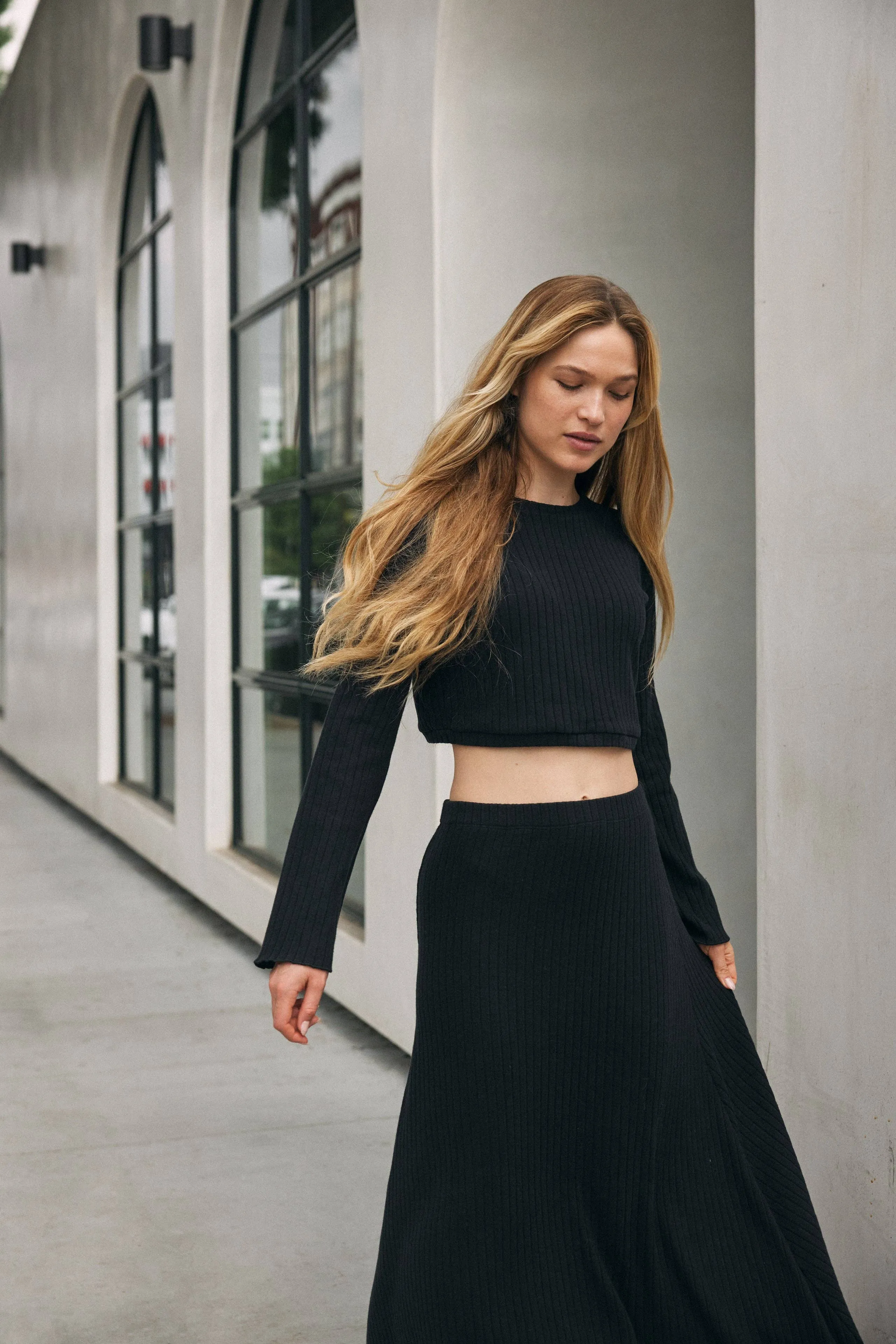 Soft Knit Top with Flared Sleeves