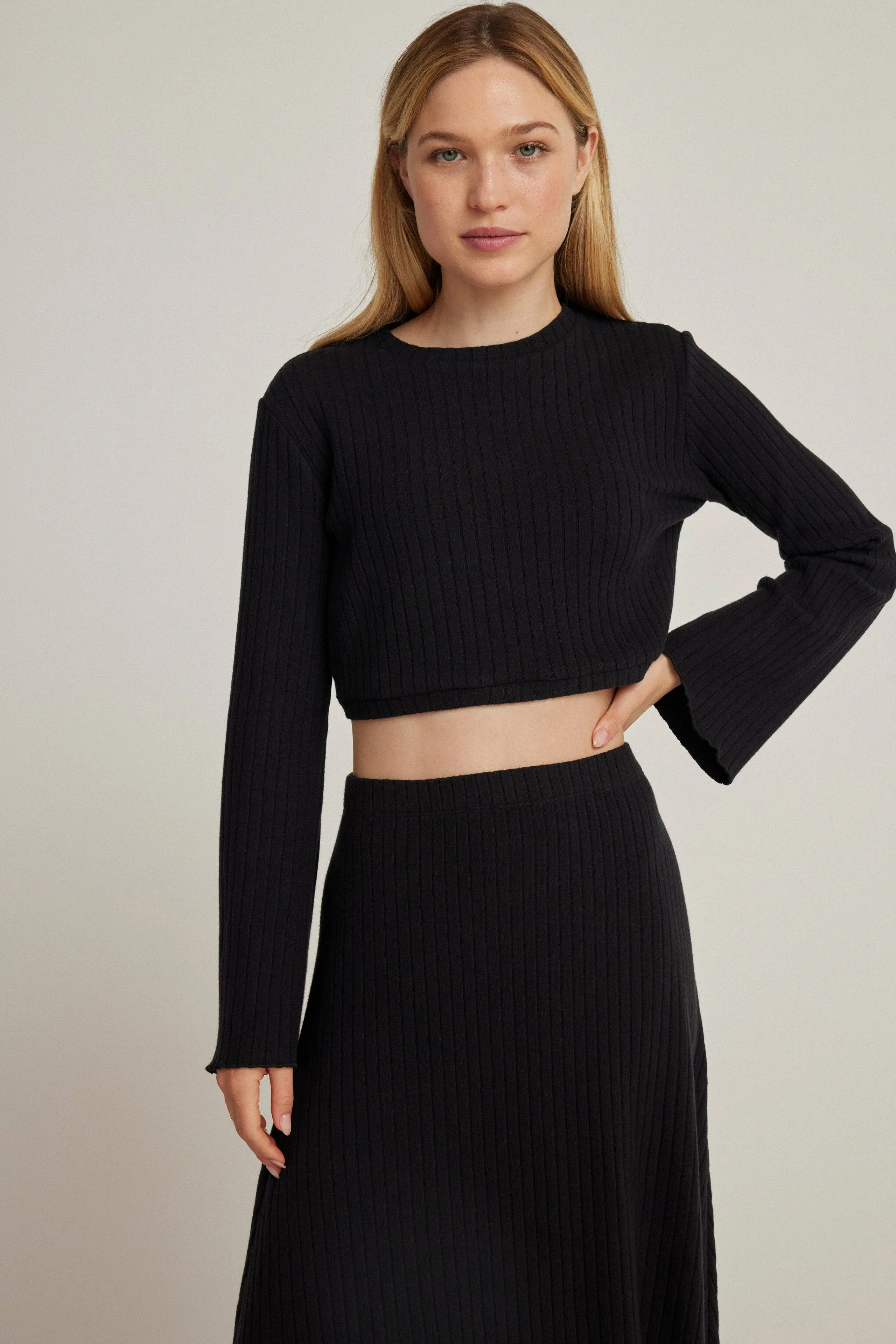 Soft Knit Top with Flared Sleeves