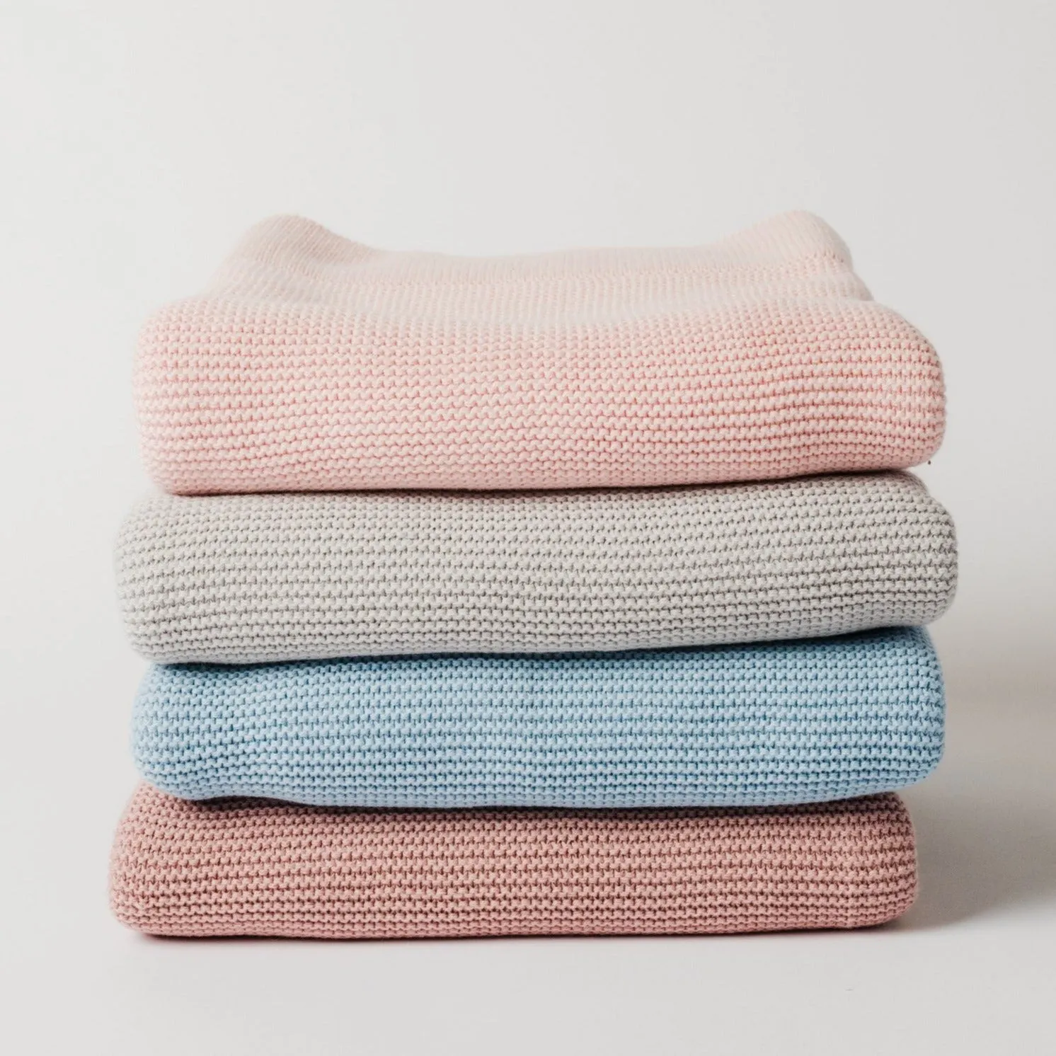 Soft Pink Sweater Knit Cotton Baby Blanket