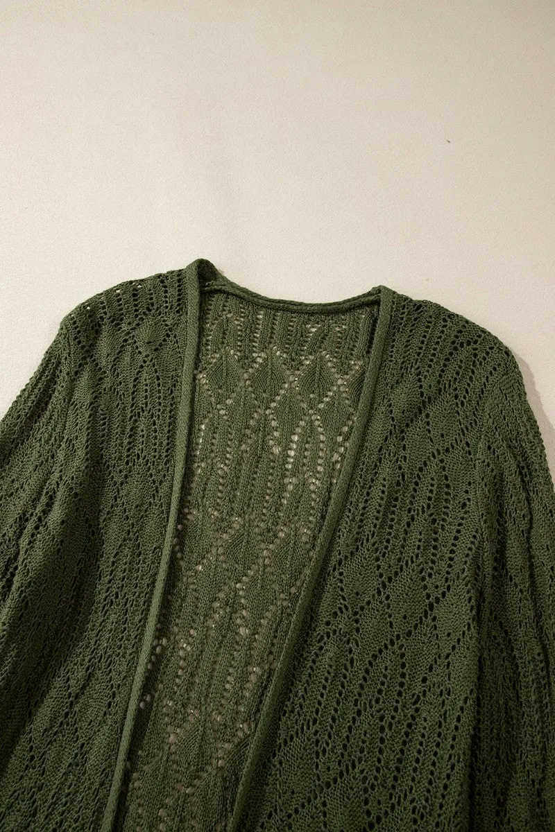 Soft Sage Openwork Cardigan