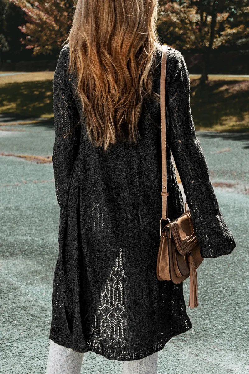 Soft Sage Openwork Cardigan