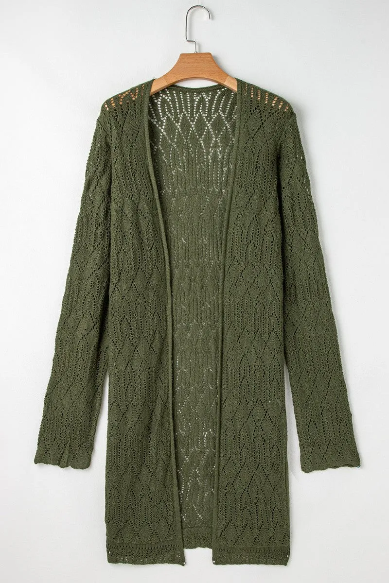 Soft Sage Openwork Cardigan