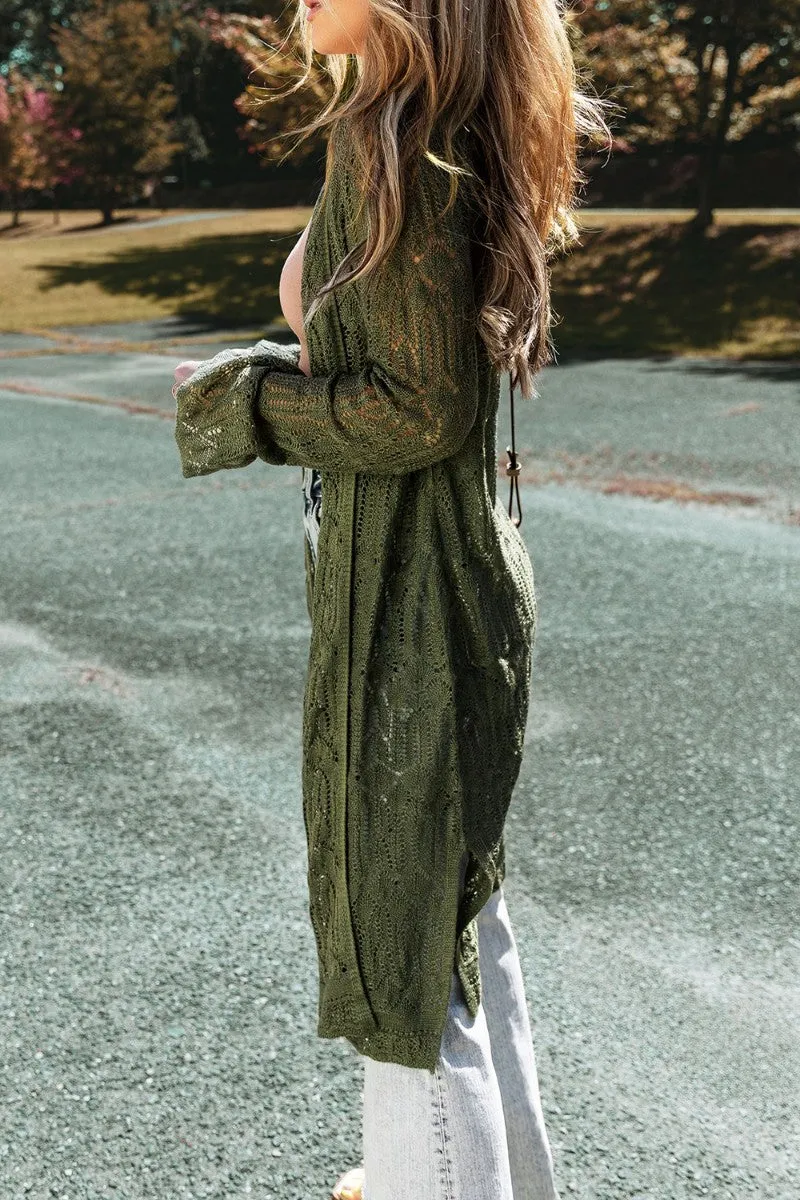 Soft Sage Openwork Cardigan