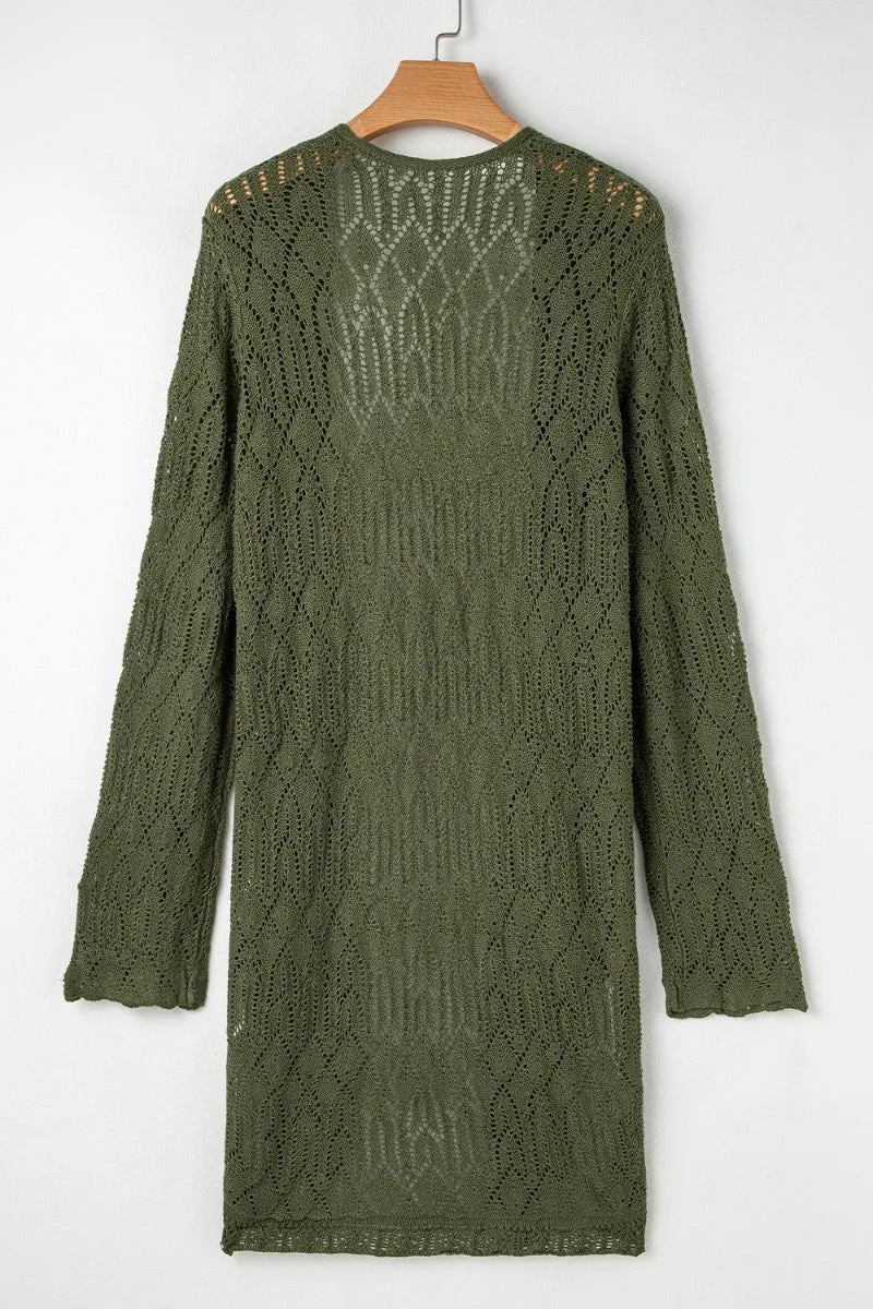 Soft Sage Openwork Cardigan