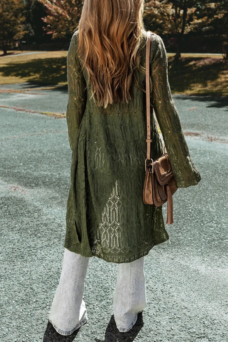 Soft Sage Openwork Cardigan