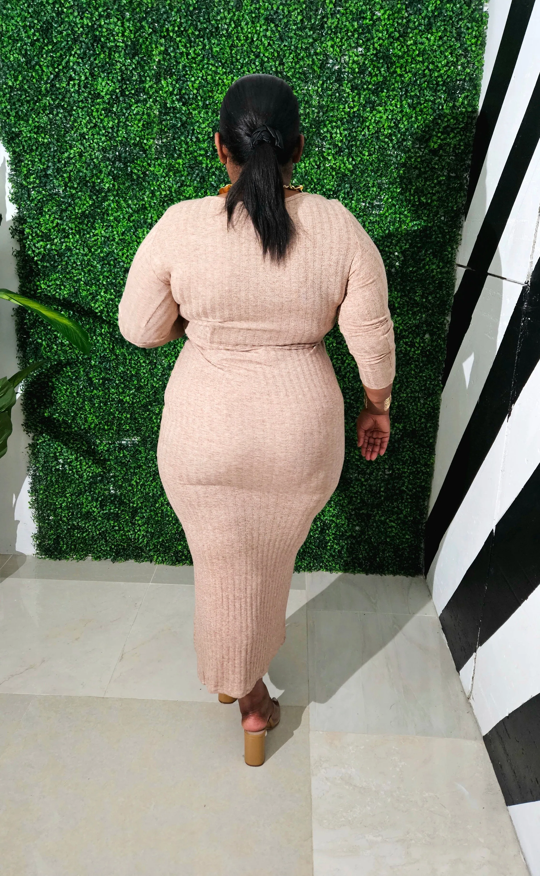 Softee Knit Skirt Set || Taupe