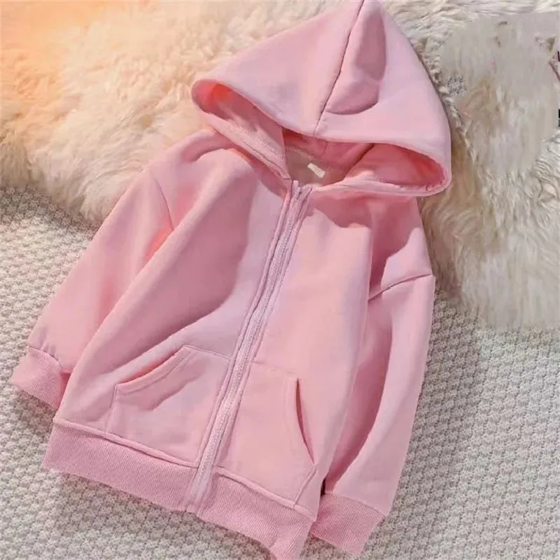Solid Color Zipper Hoodie