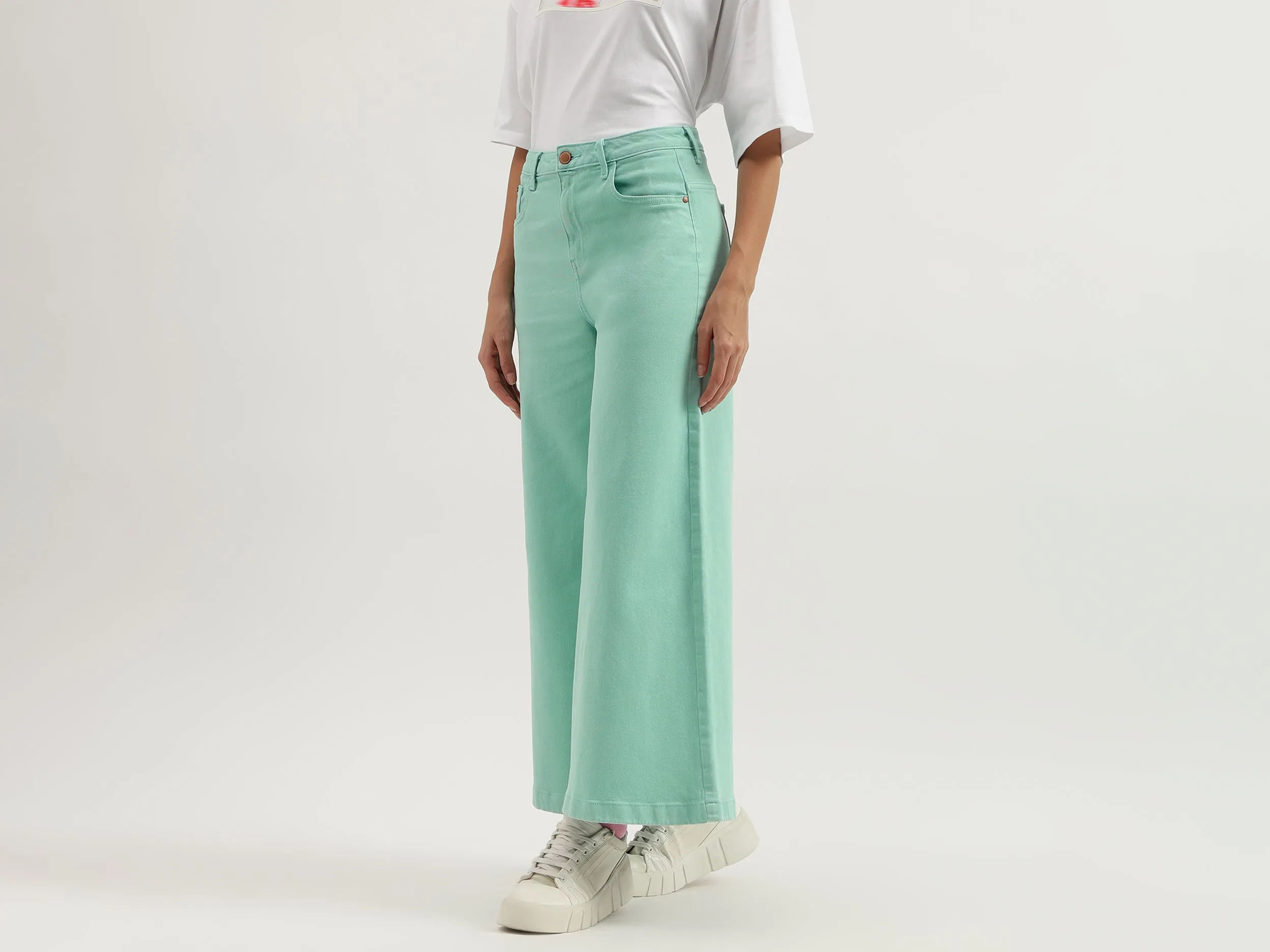 Solid Wide Leg Jeans