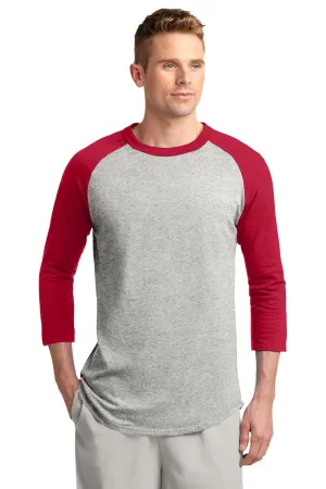 Sport-Tek Colorblock Raglan Jersey.  T200 Heather Grey/ Red