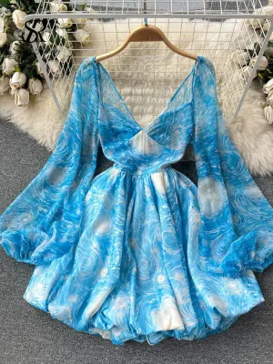 Starry Night Chiffon Short Dress