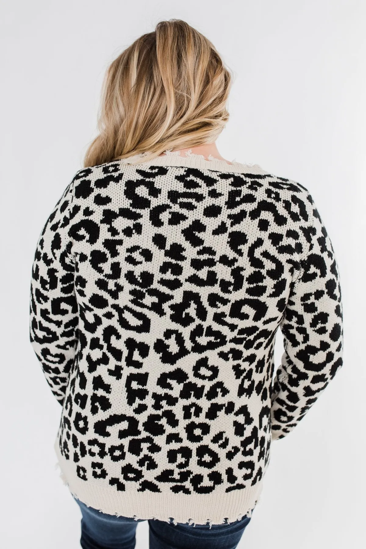 Stay Fierce Leopard Knit Sweater- Cream