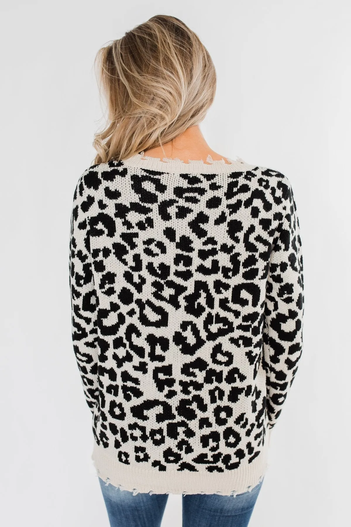 Stay Fierce Leopard Knit Sweater- Cream