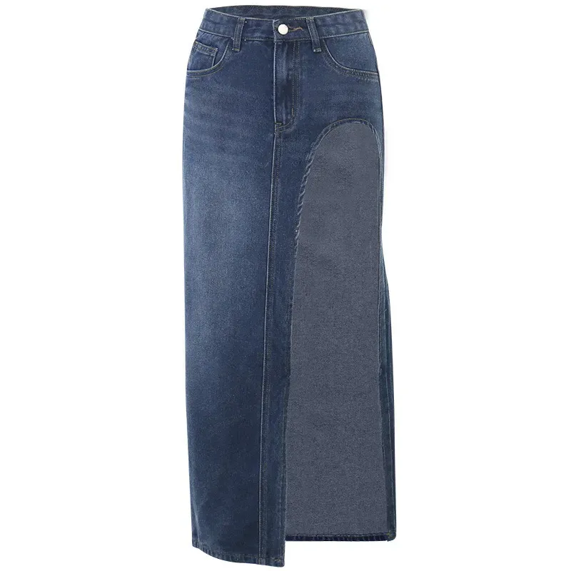 Street Chic High Slit Denim Skirt