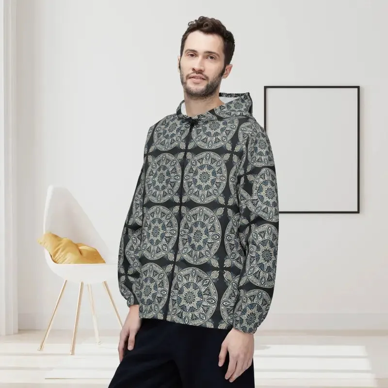 Striking Unisex Windbreaker Jacket Sleek Dark Pattern