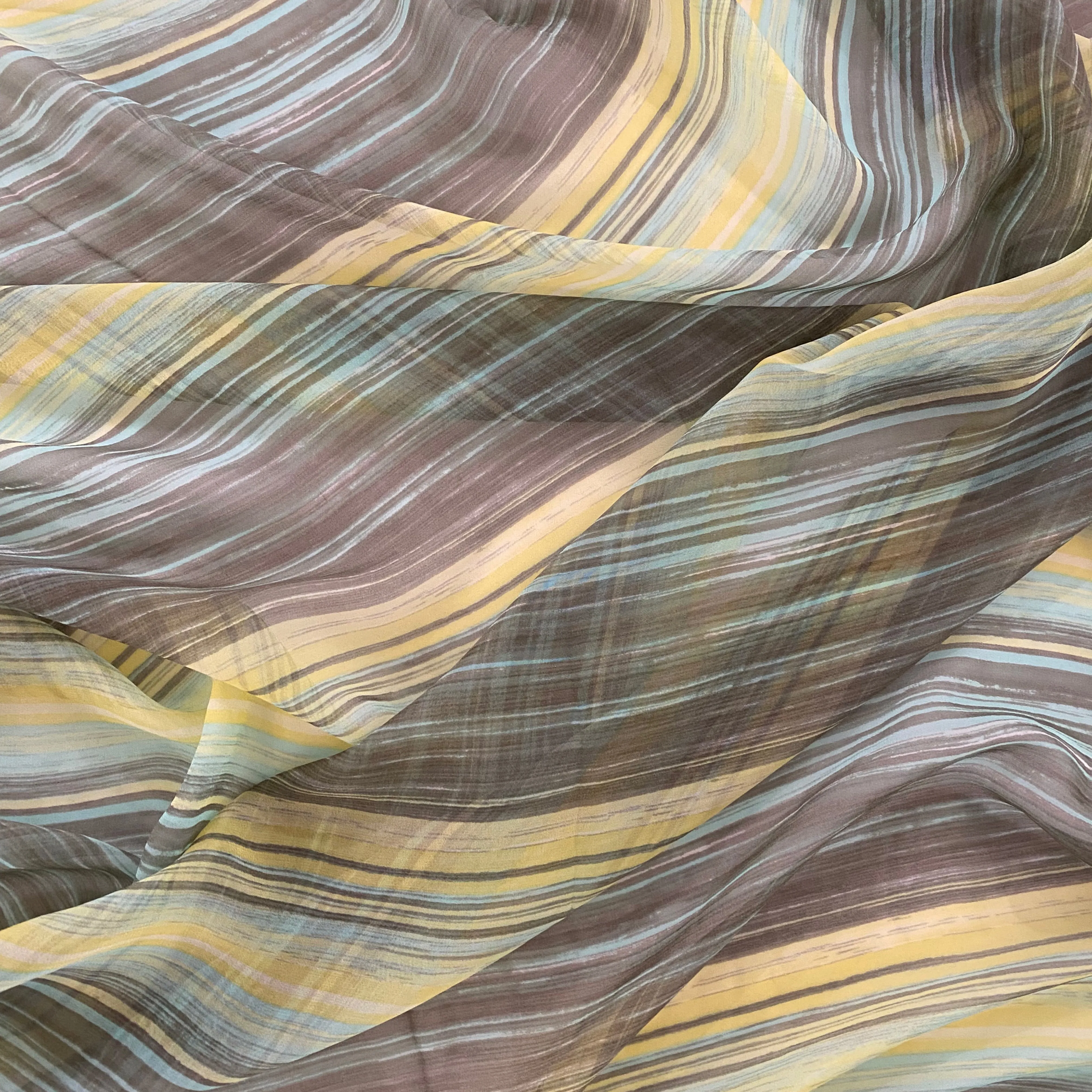 Striped Sheer Silk Chiffon - Seaside