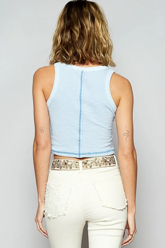 Studded Round Neck Cropped Tank