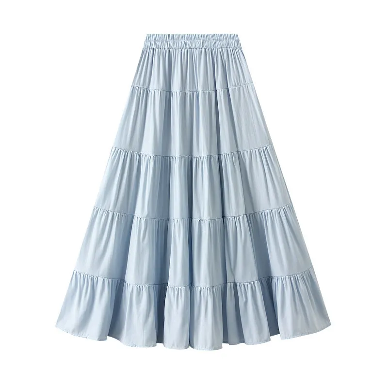 Sweet Large Swing Tiered Mid Length Skirt