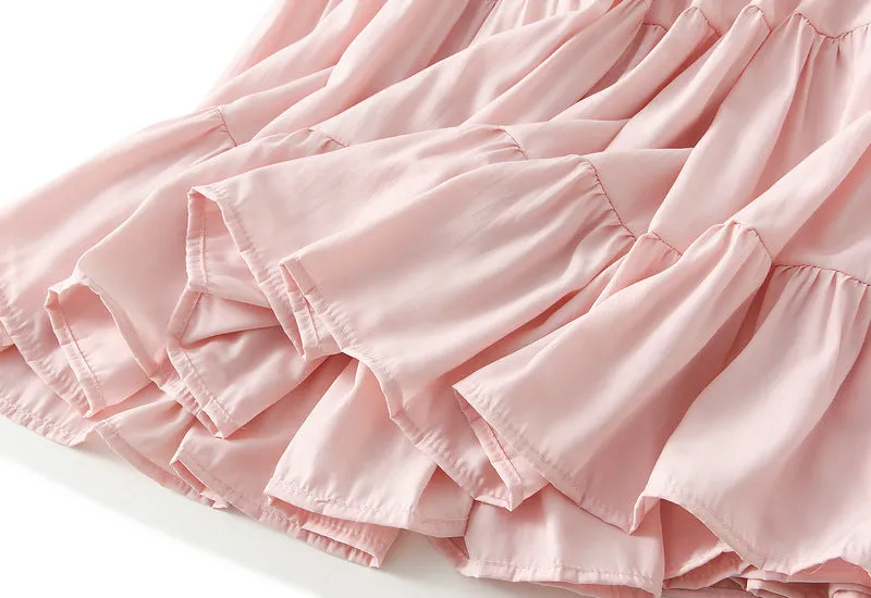 Sweet Large Swing Tiered Mid Length Skirt