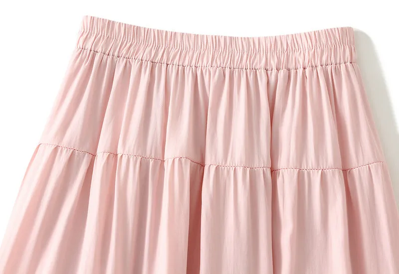 Sweet Large Swing Tiered Mid Length Skirt