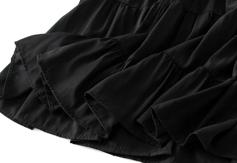 Sweet Large Swing Tiered Mid Length Skirt