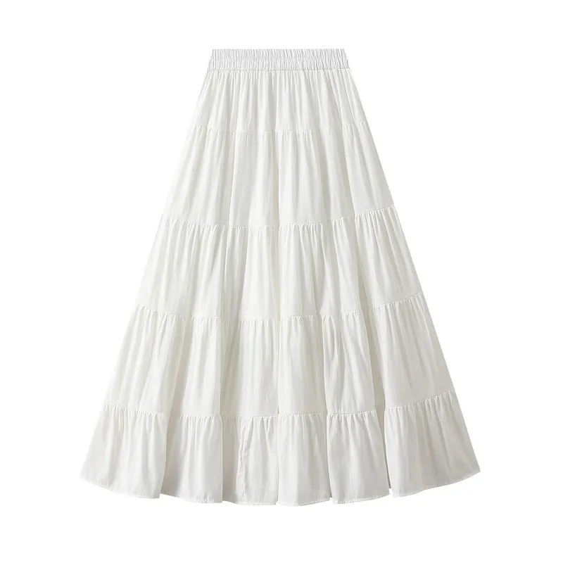 Sweet Large Swing Tiered Mid Length Skirt