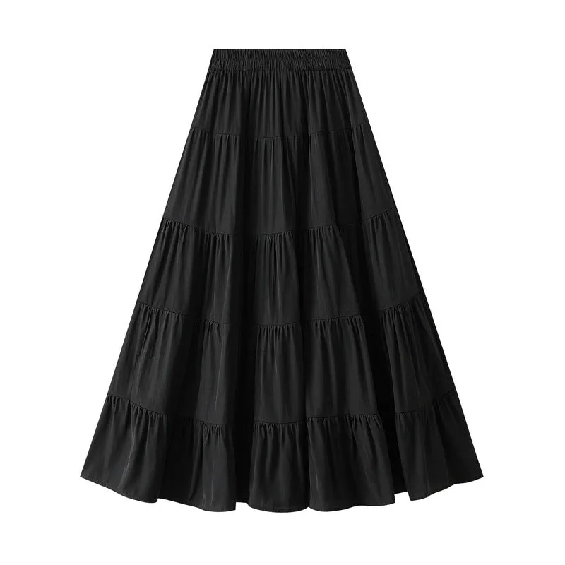 Sweet Large Swing Tiered Mid Length Skirt