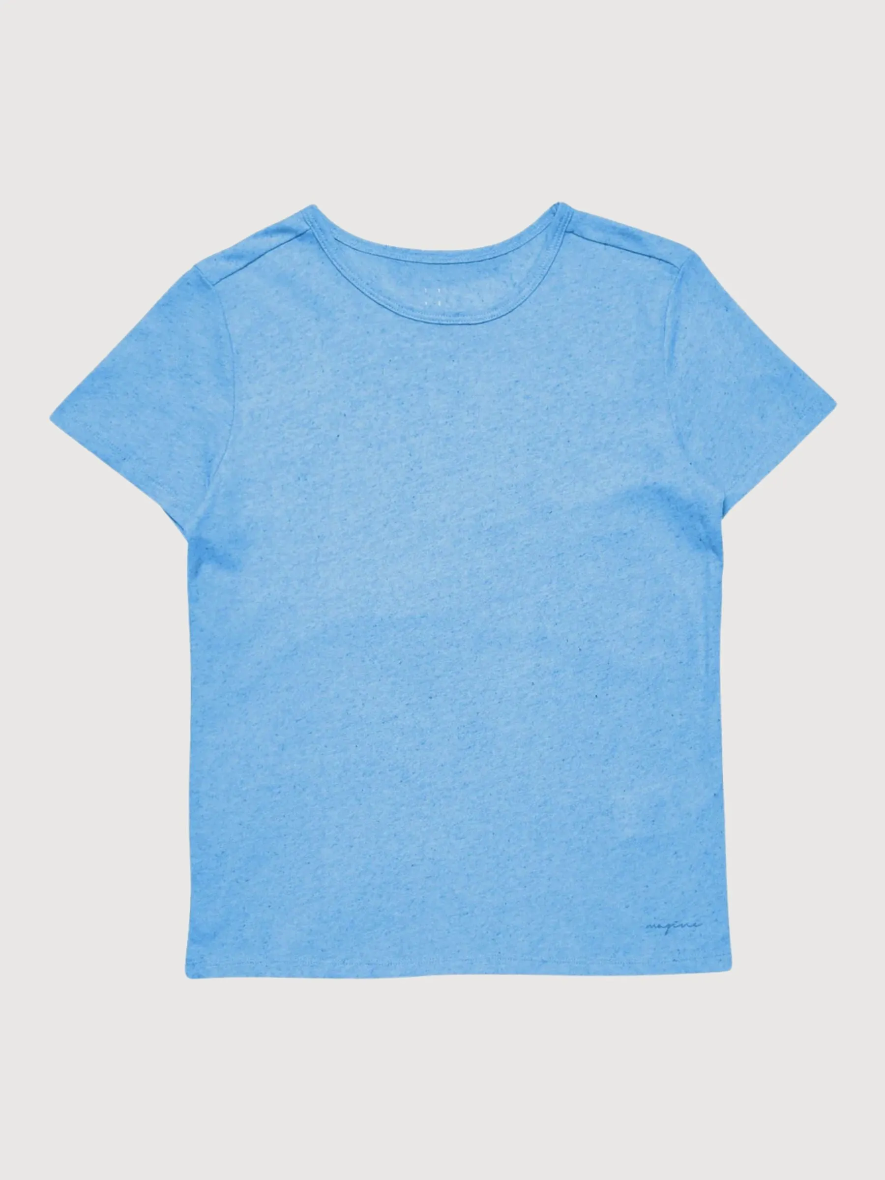T-Shirt Linen Mix Basic Blue Woman | Mazine