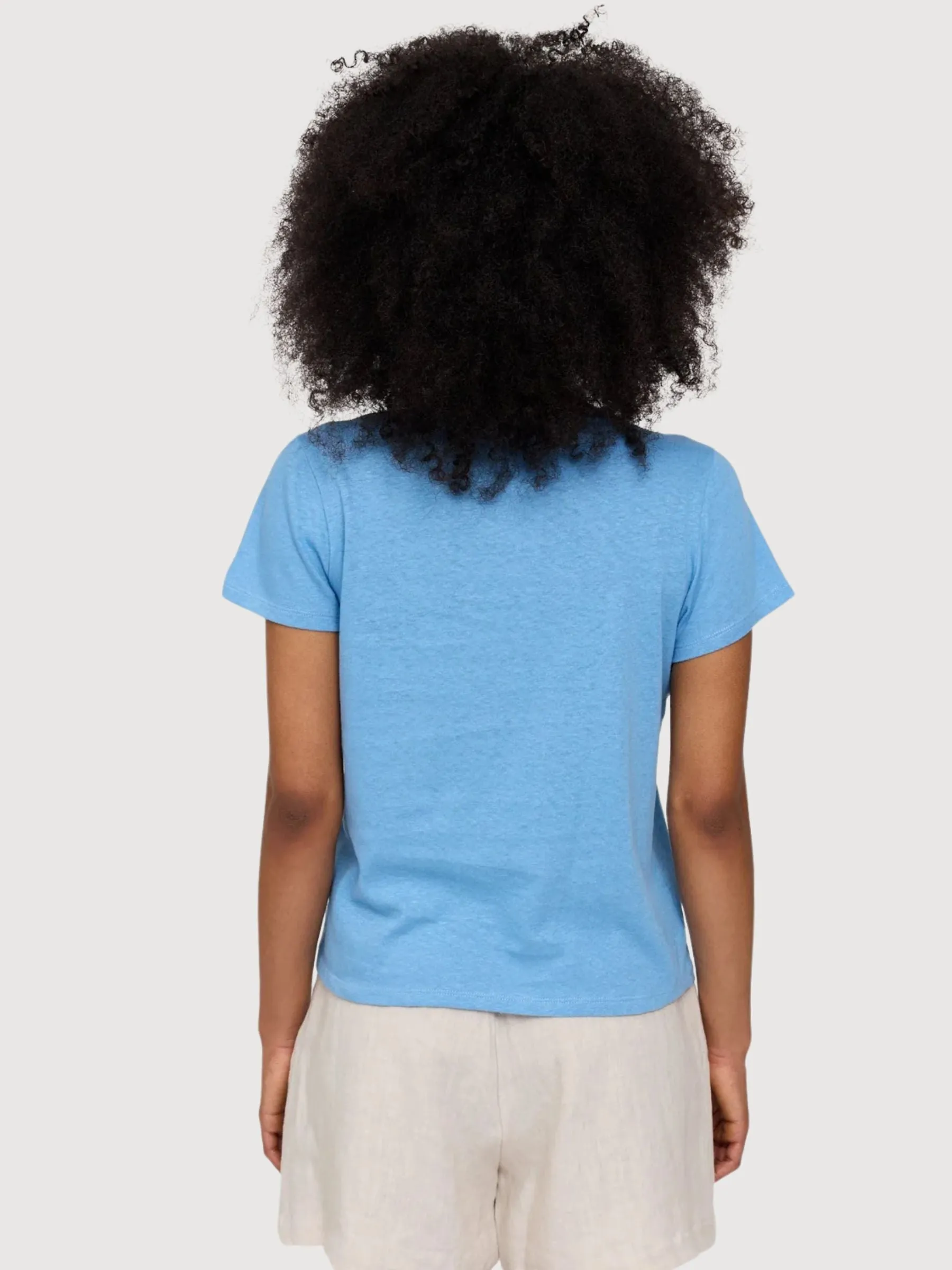 T-Shirt Linen Mix Basic Blue Woman | Mazine