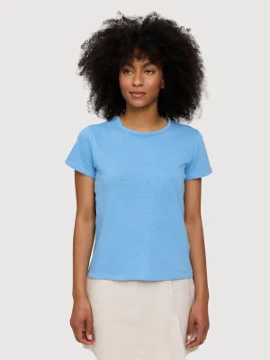 T-Shirt Linen Mix Basic Blue Woman | Mazine