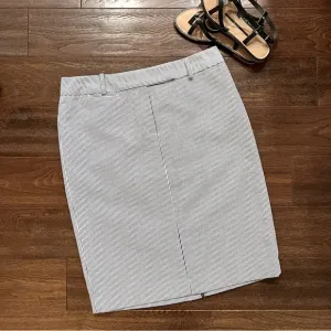 Talbots Navy Striped Seersucker Pencil Skirt