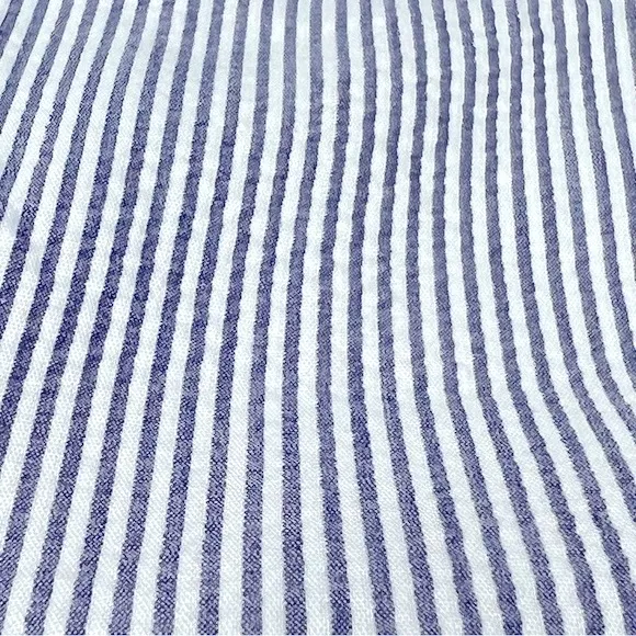 Talbots Navy Striped Seersucker Pencil Skirt