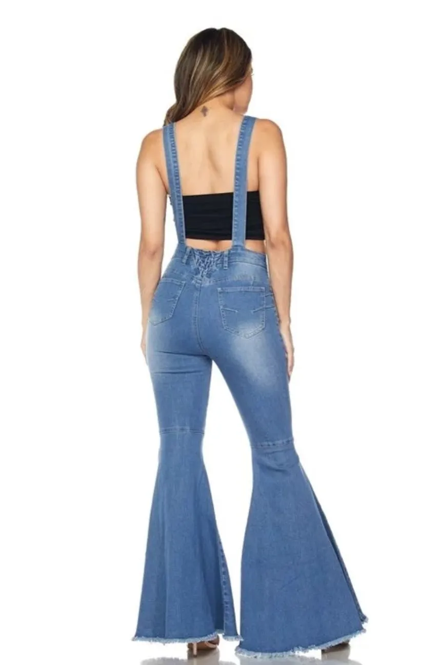 Tecorri Denim Blue Bell Bottom Overall Jeans