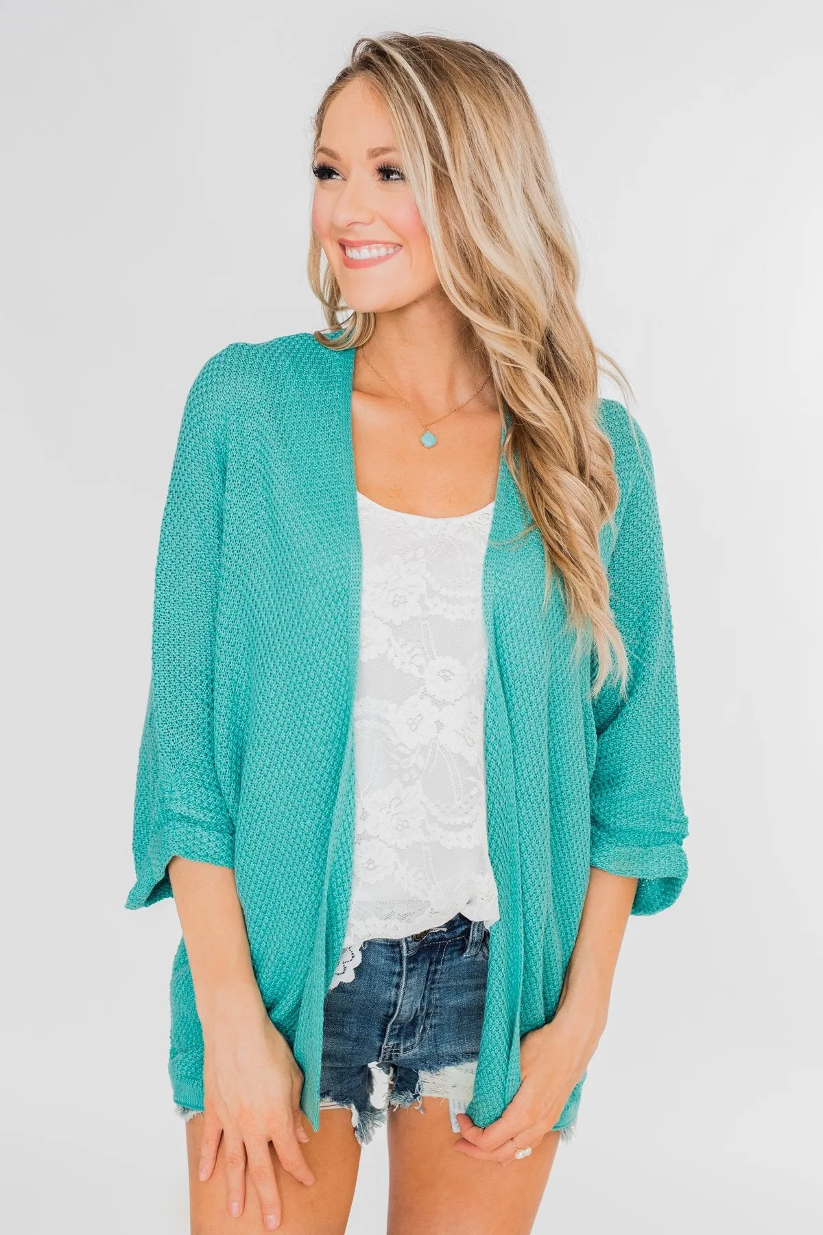 The Perfect Knit Cardigan- Deep Aqua
