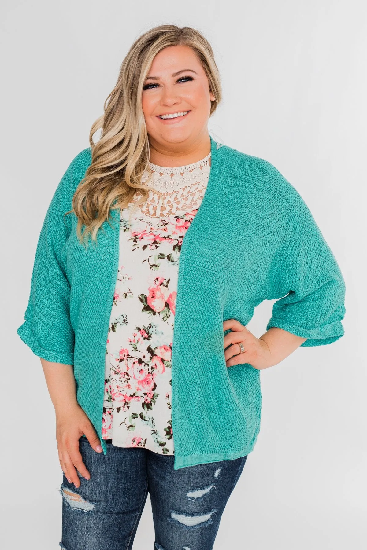 The Perfect Knit Cardigan- Deep Aqua