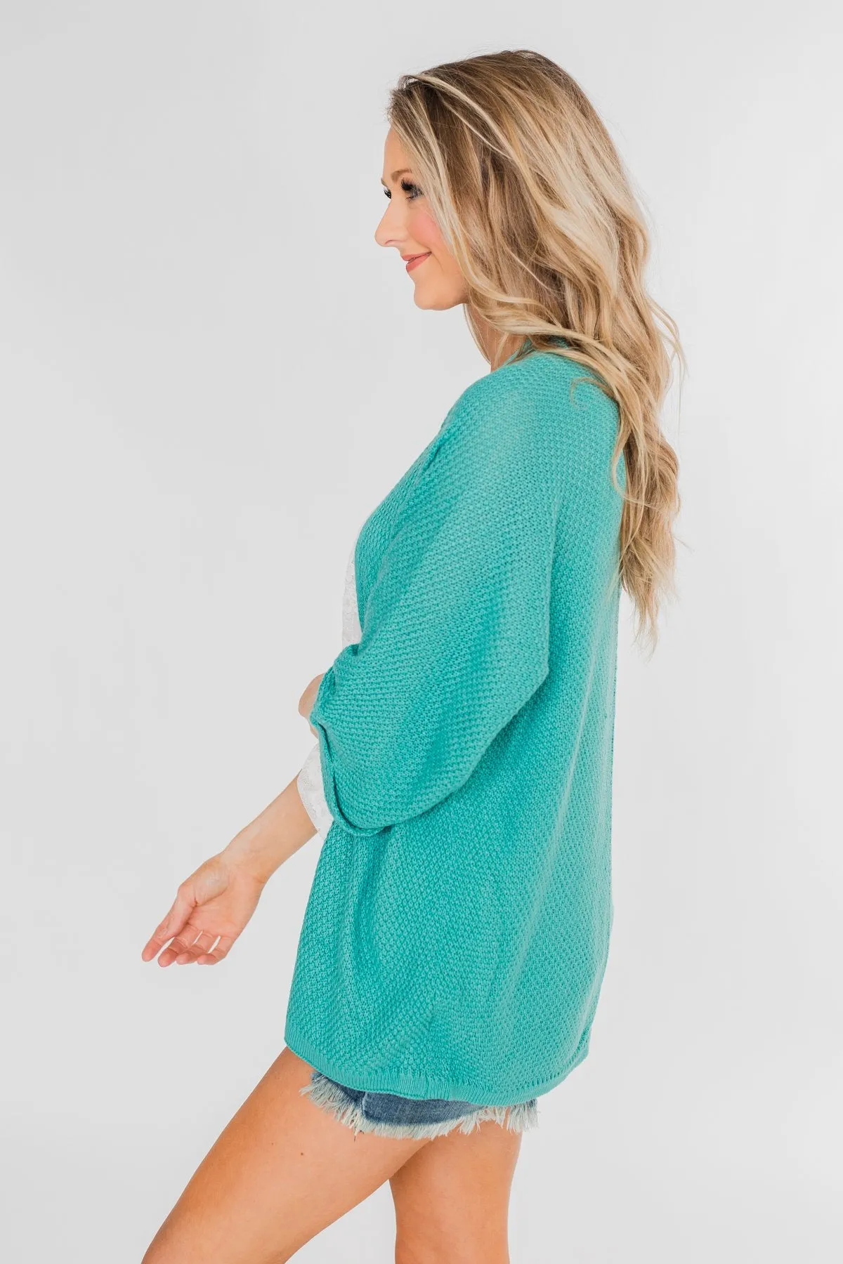 The Perfect Knit Cardigan- Deep Aqua
