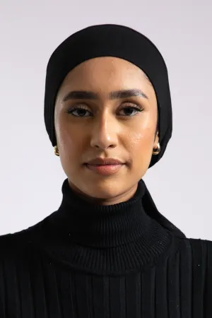 Tie Back Hijab Cap - Black